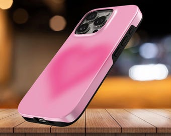 Pink Aura Phone Case Heart TOUGH Cover for iPhone 17 Pro Max, 16e, 15, 14, 13 & Samsung S26 Ultra, S25 FE, A57, A56, Pixel 10, 9A