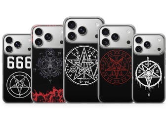 Funda para teléfono con pentagrama, estilo gótico satánico, compatible con iPhone 17 Pro Max, 16e, 15, 14, 13 y Samsung S26 Ultra, S25 FE, A57, A56 Pixel 10, 9A.