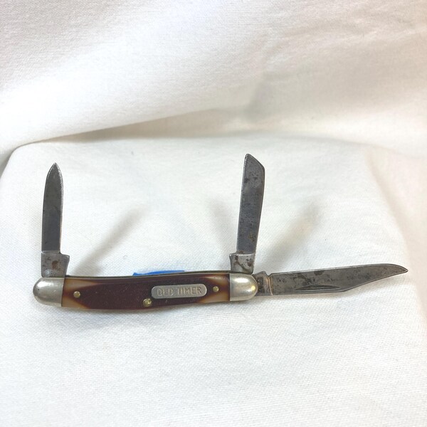Vintage Schrade Old Timer Knife, 3 Blade Pocket Folding Knife