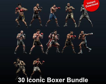 Boxer Legends PNG Bundle, Sports T-Shirt Designs (Digital Download)