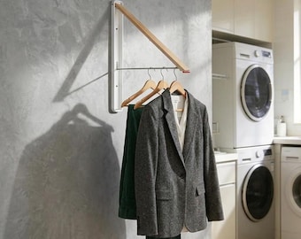 Wall Mounted Clothes Drying Rack |  Foldable Retractable Laundry Hanger | Space Saving Clothes Rack for Laundry Room