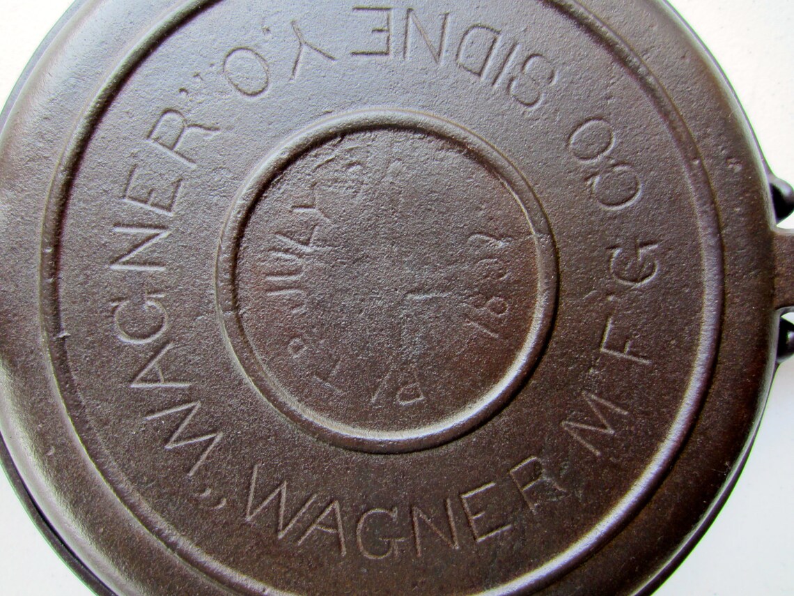 Cast Iron Wagner Waffle Iron 8 Wood Handles and Low Base w Etsy