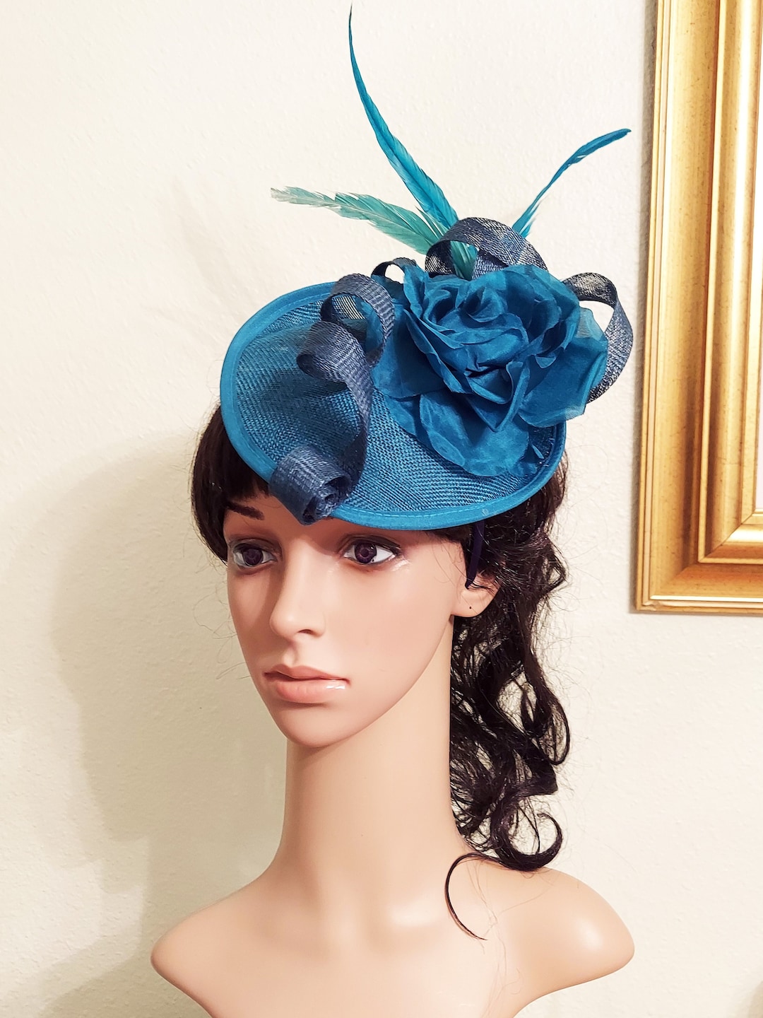 Teal Kentucky Derby Fascinator Hat Church Hat Fascinator Etsy
