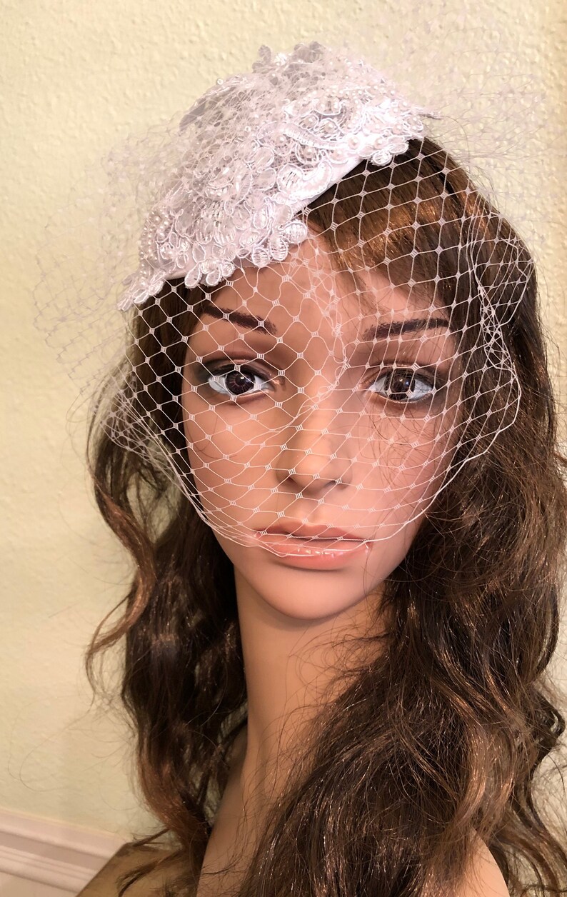 White Lace Church Hat, Wedding Fascinator, Bride Hair Piece, Kentucky