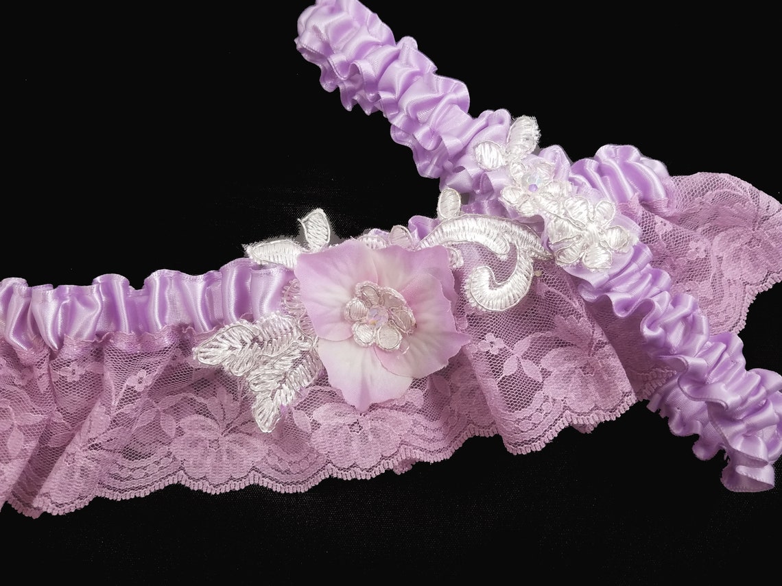 Lavender Lace Wedding Garter Set, Wedding Garter, Lilac Garter, Bridal