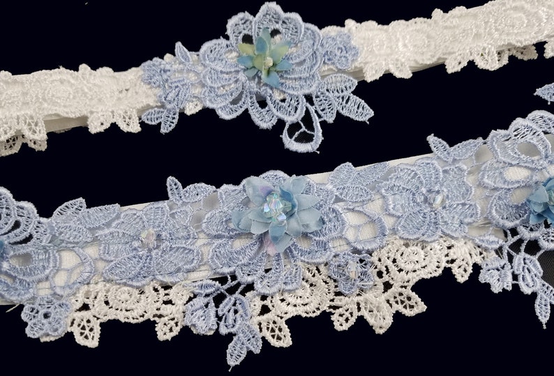 Blaues und weißes Strumpfband Spitzen Strumpfband Etwas | Etsy
