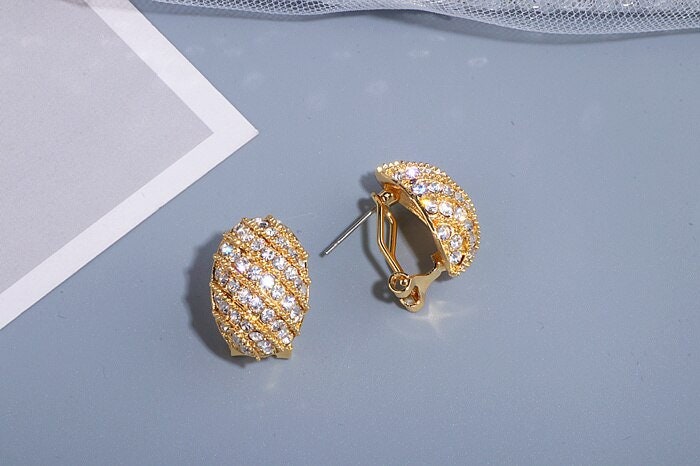 Gold Crystal Stud Bridal Wedding Earrings Mother of Bride or - Etsy
