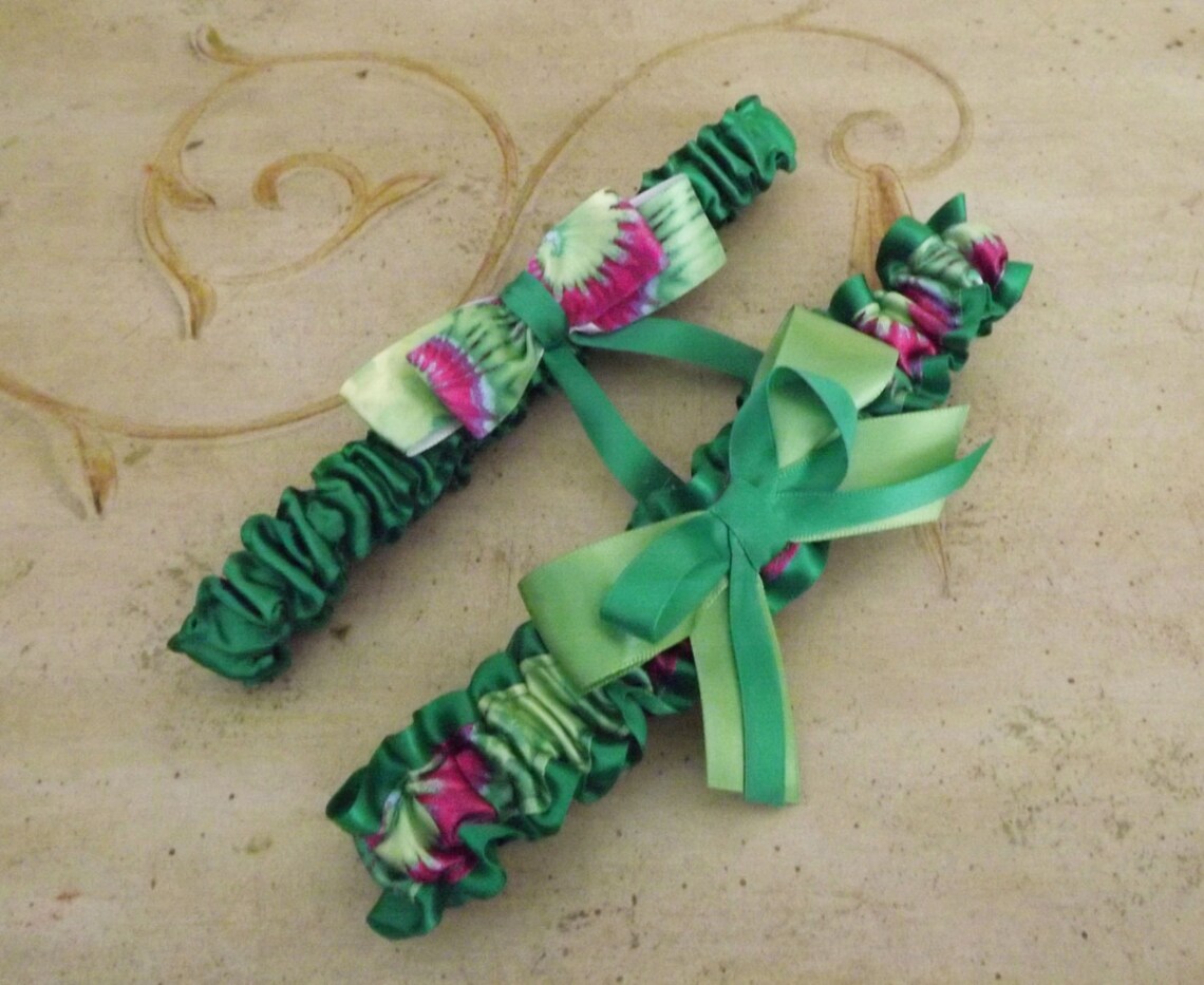 Emerald Green Wedding Garter Set Green Bridal Garters Green Etsy