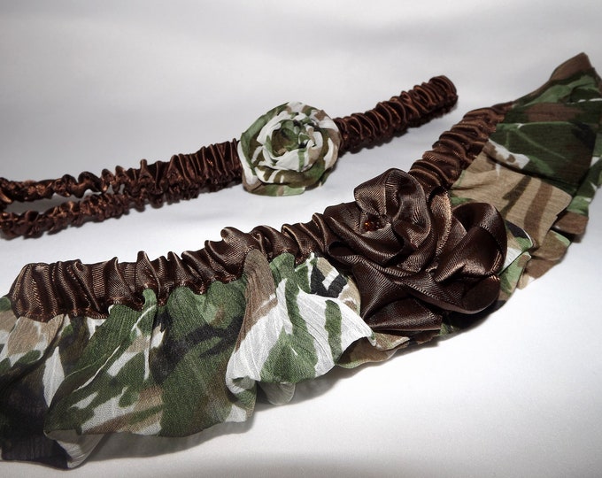 Plus Size Glam Camo Wedding Garter Set Camouflage Wedding Etsy