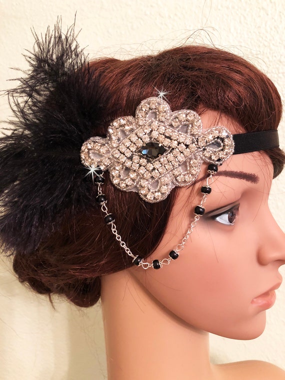 Roaring 20 S Flapper Headband Great Gatsby Hairpiece Etsy