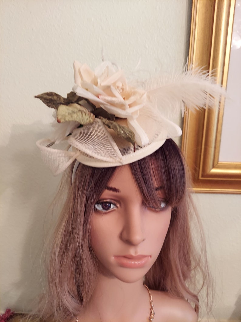 Ivory Kentucky Derby Fascinator, Bride Fascinator, High Tea , Garden