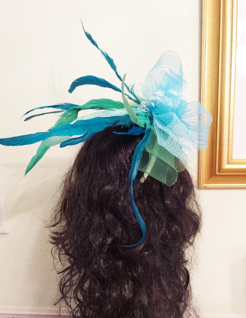 Blue Green Teal Fascinator Kentucky Derby Fascinator Big Bow Etsy