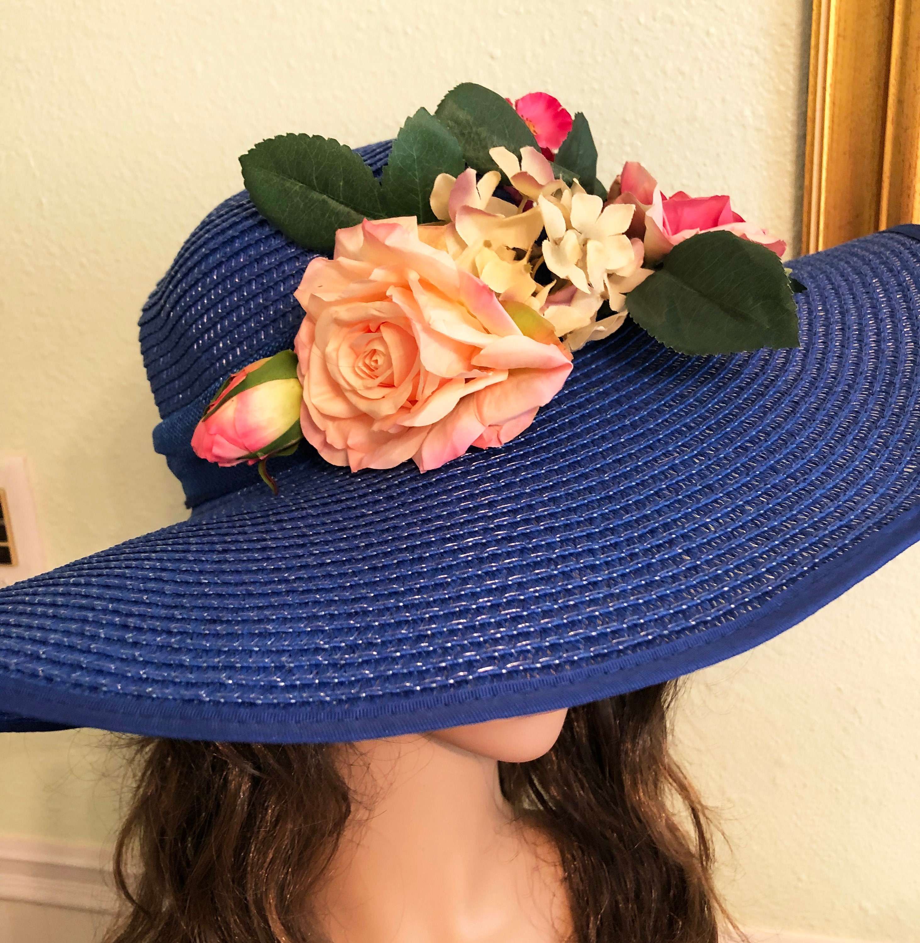 Royal Blue Kentucky Derby Hat Garden Party Hat High Tea Etsy