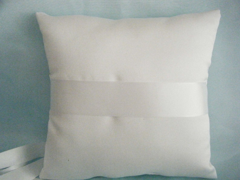 Couture White Ring Bearer Pillow Embroidered Beaded Wedding Pillow OOAK White RIng Cushion Bridal Pillow Silver Ring Pillow