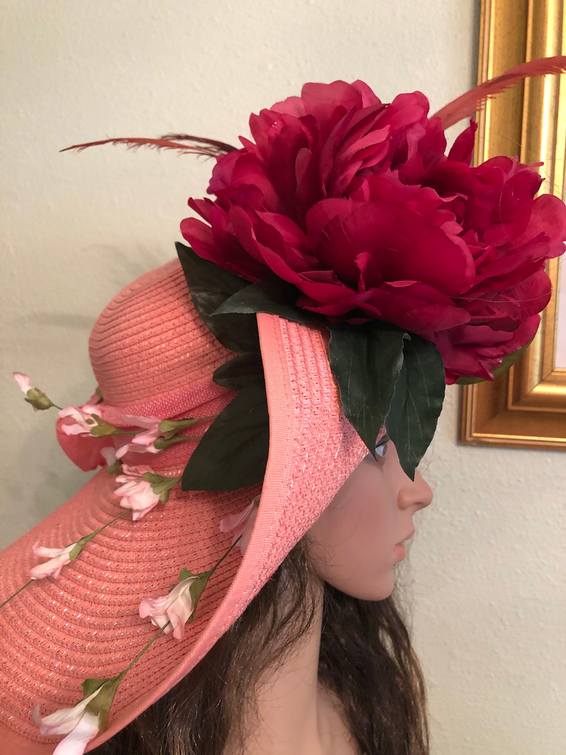 Rose Kentucky Derby Hat Garden Party Hat Church Hat High Etsy