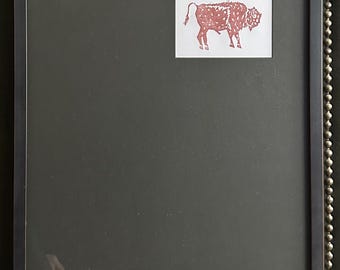 Yellowston - Bison Linocut, Custom Framed