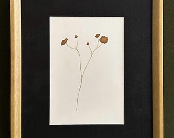 Yellowstone - Branching Buttercup, Sepia, Watercolor on Archival Paper, Custom Framed
