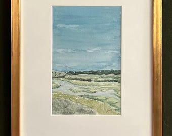 Yellowstone - Hayden Valley & Yellowstone River, Watercolor on Archival Paper, Custom Framed
