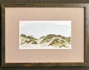 Charleston - "Dunes II" - Original Watercolor on Paper, Custom Framed
