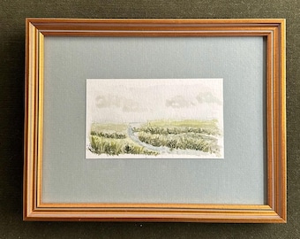 Charleston - "Marsh III" - Original Watercolor on Archival Paper, Custom Framed