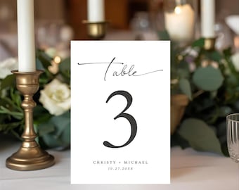 Elegant Wedding Table Number Template | Minimalist Black & White Canva Editable Printable