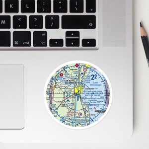 KOSH Aviation Sticker – VFR Sectional Chart Vinyl Decal for Pilots | AirVenture Airport Map Sticker | Private Pilot Laptop Sticker