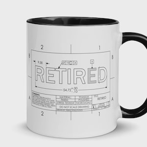 Retired Engineer Coffee Mug: Blueprint Design, Civil Engineering Gift