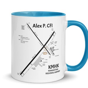 Pilot gift, Personalized Airport Diagram Mug, Aviation Milestone Gift for Pilot, First Solo Flight, CFI PPL, CPL, Commercial Pilot, Airplane