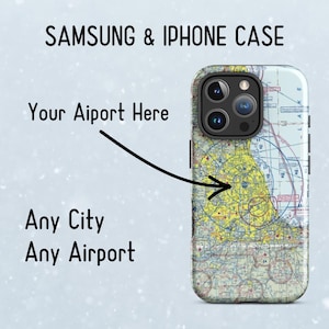 Personligt flygplatskarta-telefonskal | VFR-sektionellt diagram iPhone Samsung-skal | Pilotflyggåva
