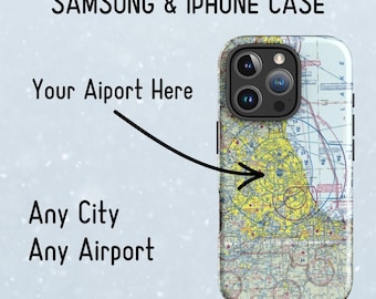 Personalized Airport Map Phone Case | VFR Sectional Chart iPhone Samsung Case | Pilot Aviation Gift