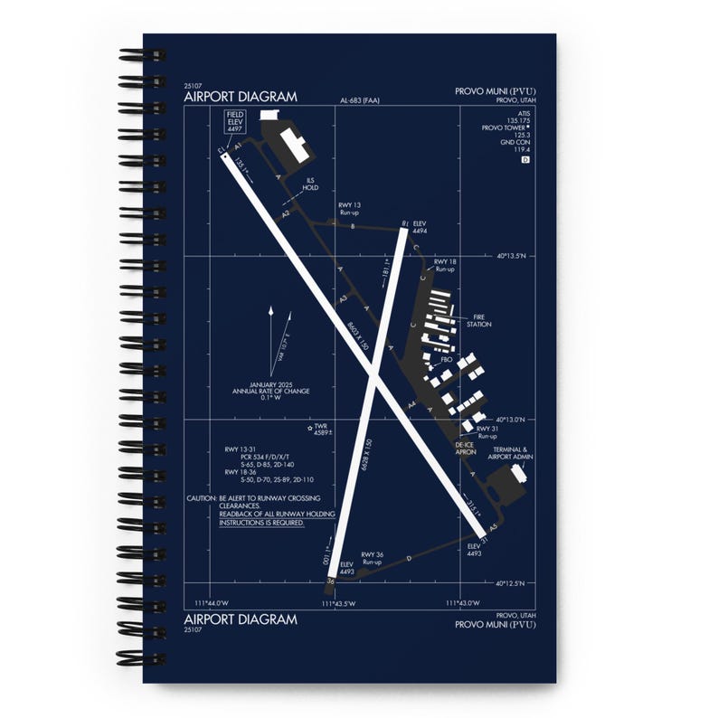 Custom Airport Map Runway Diagram Notebook for Pilot Gift, Personalized ...
