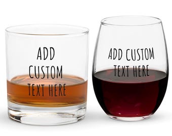 Vaso de regalo de cumpleaños personalizado: vaso de whisky, vino, pinta o lata con texto personalizado. Regalo grabado para él o ella, regalo de cumpleaños único.