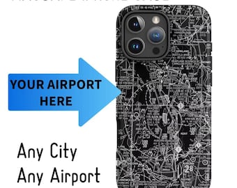 Custom Pilot Gift, Magsafe iPhone Case with Custom Airport Map, Aviation phone case, VFR Sectional Chart Case for iPhone, Pilot iPhone Cover