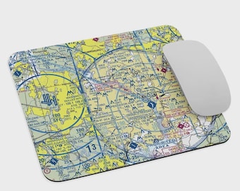 Custom Aviation Mouse Pad: Airport Map VFR Sectional Chart Design, Aviation mouse pad for pilot Aviation gift for pilot airplane, pilot gift