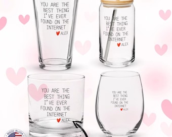 Personalized Internet Love Glass, Valentine & Anniversary Gift for Boyfriend, Girlfriend, Husband, or Wife, Valentine Gift for Him or Her