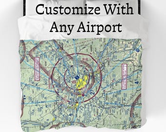 Beliebige Airport Luftfahrt Karte Decke, VFR Schnittkarte Karte werfen, Piloten Geschenk, Luftfahrt Geschenk, Flugzeug, Flughafen Karte, Luftfahrt Karte, Geschenk für ihn