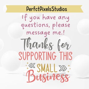 Puede incluir: Un gr&aacute;fico digital con fondo claro, esferas blancas y el texto: PerfctPixelsStudios, If you have any questions, please message me!, Thanks for SUPPORTING THIS SMALL BUSINESS, decorado con flechas y estrellas ornamentales.
