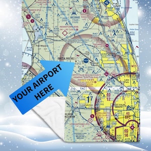 Custom Aviation Sectional Blanket, Gift for Pilot, Aeronautical Chart Sectional Gift VFR Sectional Blanket Aviation Decor Private pilot gift