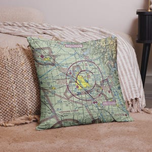 aviation pillow, custom VFR sectional chart pillow, personalized airport pillow, pilot gift, airplane hangar decor, aviation decor, VFR airport map, flight school gift, aviation enthusiast gift, pilot home decor, airplane lover pillow, sectional chart throw pillow, custom aviation map, airport code pillow, air traffic control gift, flight instructor gift, aviation-themed home decor, pilot lounge decor, aircraft decor, unique pilot gift, custom flight map pillow