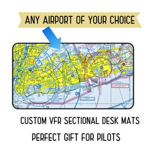 Tapis de bureau aviation personnalisé VFR coupe tableau tapis de souris cadeau pilote personnalisé carte sous-vêtement décoration hangar accessoire de vol pour n'importe quel aéroport