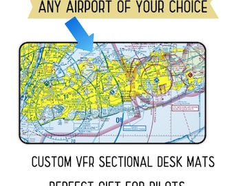 Aviation Desk Mat Personalized VFR Sectional Chart mouse pad custom pilot gift map desk pad hangar decor flight accessory for any airport