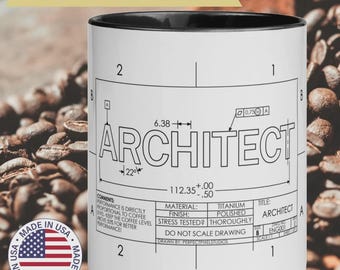 Architect Coffee Mug: Blueprint Design, Structural Engineering Gift