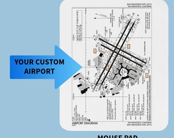 Pilotpresent, anpassad pilotmusmatta flygplatskarta musmatta flyg skolskrivbordsdekor FBO kontorsflygpresent första soloflyg flygplatsdiagram