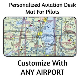 Any Airport Map Desk Mat: VFR Sectional Chart Aviation Mouse Pad, pilot gift, private pilot, student pilot, gift for pilot, airport map