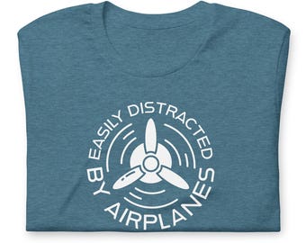 T-shirt de pilote amusant, facilement distrait par les avions T-shirt d'aviation