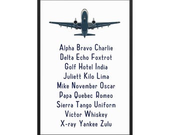 Aviation Phonetic Alphabet Poster Wall Art Phonetic Alphabet Decor Gift for Pilot Aviator Pilot Gift Pilot Decor Aviator Decor Digital Print