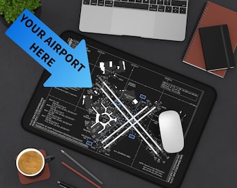 Pilot Desk mat Gift, Custom Airport Diagram Desk Mat, Custom Aviation Gift with airport map, gift for pilot, Aviation desk mat