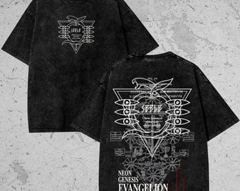 T-shirt imprimé oversize en coton épais vintage délavé, chemise manga japonaise