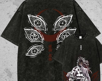 T-shirt imprimé oversize en coton épais vintage délavé, chemise manga japonaise