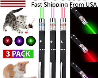 3 Packs 900Mile Laser Pointer Pen Green Blue Red Light Visible Beam